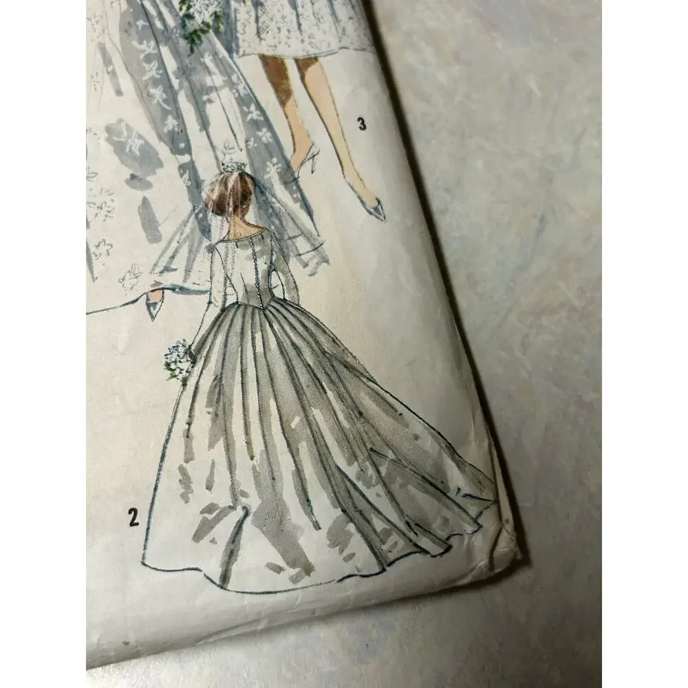 Vintage 1962 Simplicity‎ Pattern #4511 Short or Long Wedding Gown Size 16